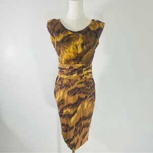 Diane Von Furstenberg Vintage Jamila Brown Animal Print Silk Dress Size 2